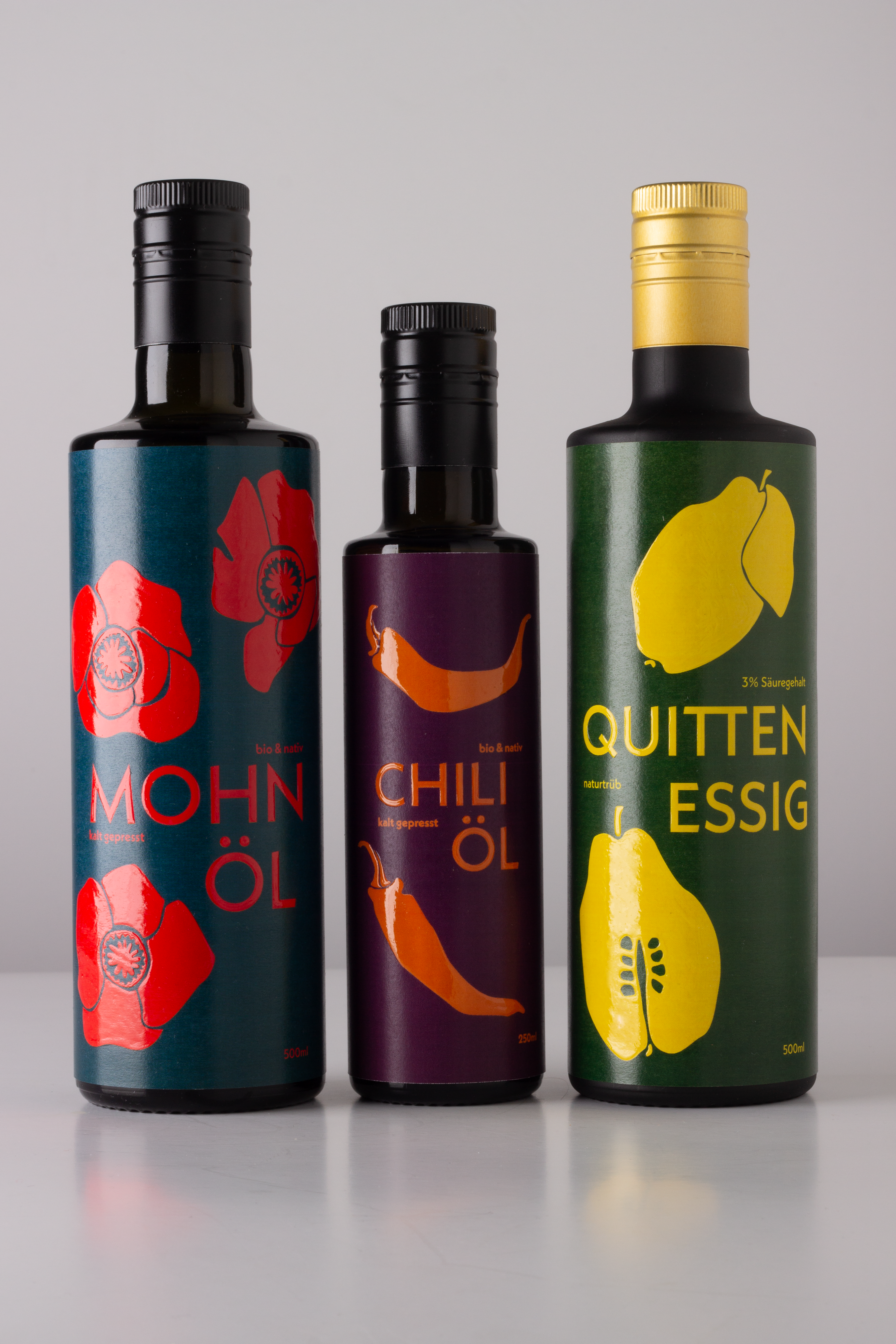 Etiketten Design für Öl- und Essigflaschen
